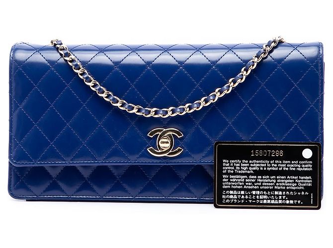 Chanel Blue CC gesteppte Lammleder East West Flap Clutch mit Kette - Ansicht 7