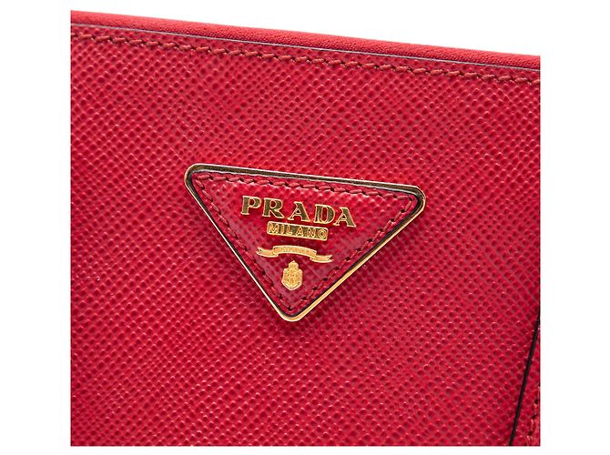 Borsa Prada Galleria Double Zip in pelle Saffiano rossa, dimensione Medium - vista 5