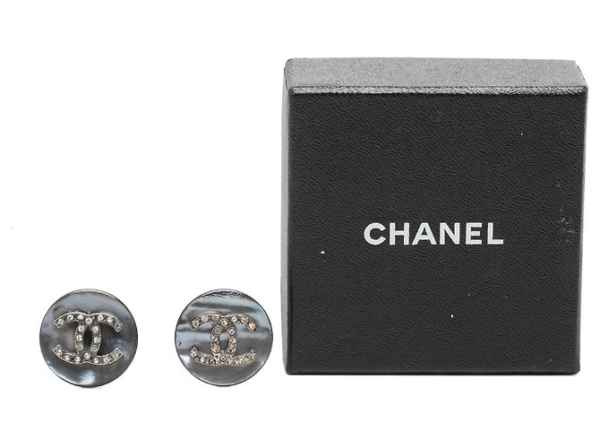 Orecchini a clip Chanel Gray CC Faux Pearl Strass - vista 4