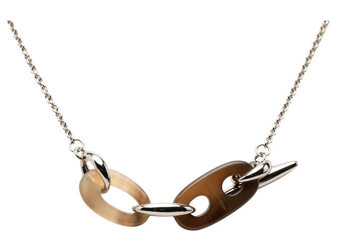 Collana con pendente Maillon in corno di bufalo e palladio argentato Hermès - vista 2