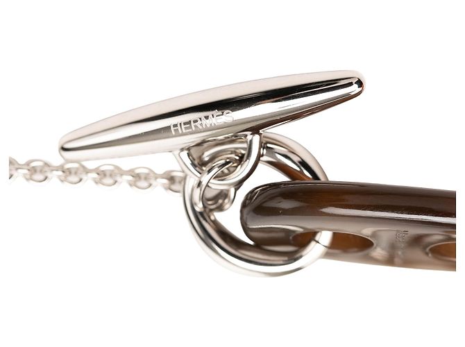 Collana con pendente Maillon in corno di bufalo e palladio argentato Hermès - vista 4