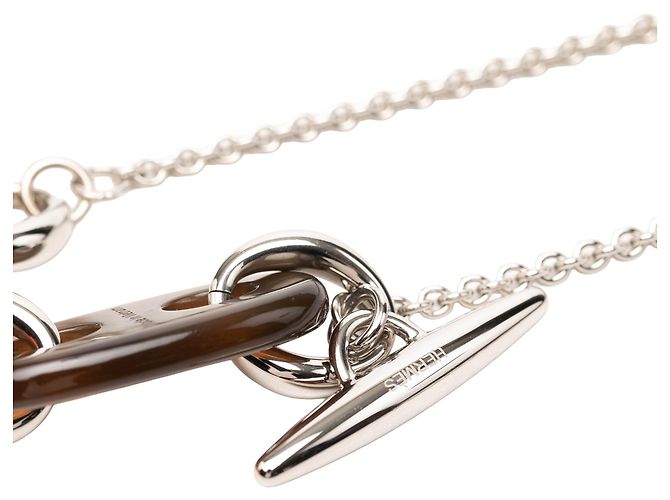 Collana con pendente Maillon in corno di bufalo e palladio argentato Hermès - vista 5