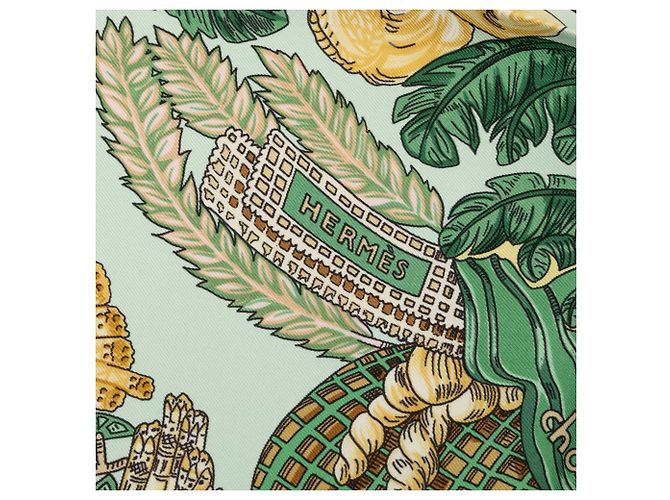 Lenço de seda Hermès Green Chapeau 90 - vista 5