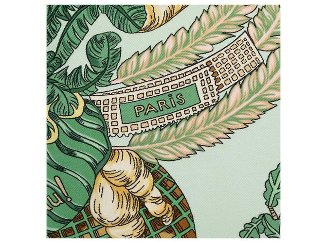 Lenço de seda Hermès Green Chapeau 90 - vista 6