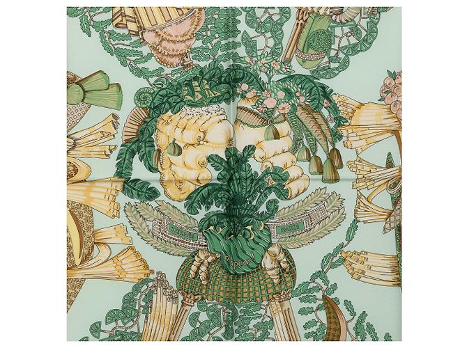 Lenço de seda Hermès Green Chapeau 90 - vista 7