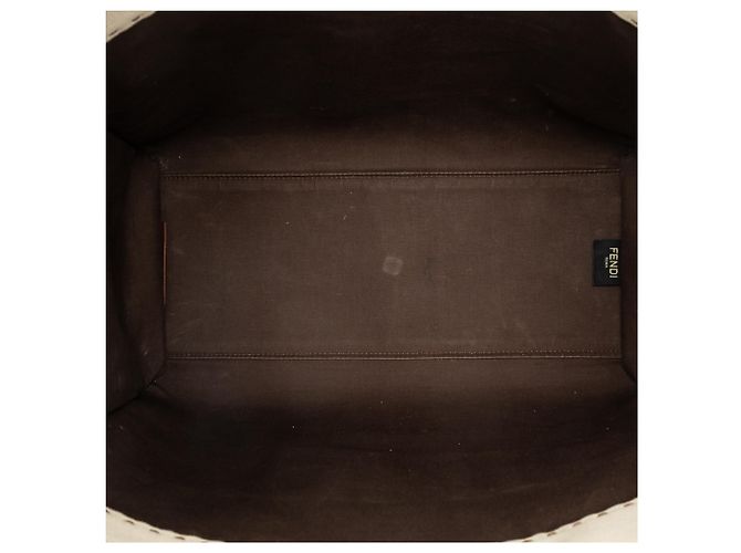 Borsa Shopper Sunshine Fendi Medium in tela marrone - vista 4