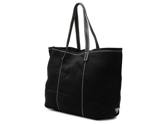 Prada Shopping Tote aus schwarzem Neopren mit Logo - Ansicht 2