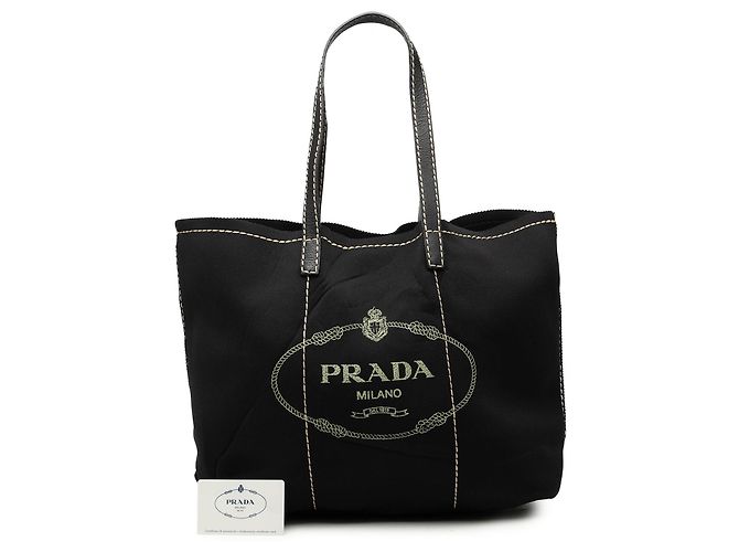 Prada Shopping Tote aus schwarzem Neopren mit Logo - Ansicht 7