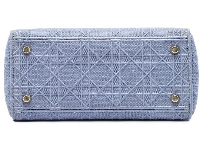 Dior Blue Medium Embroidered Canvas Cannage Lady D Lite - vista 3