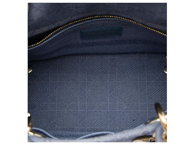 Dior Blue Medium Embroidered Canvas Cannage Lady D Lite - vista 4