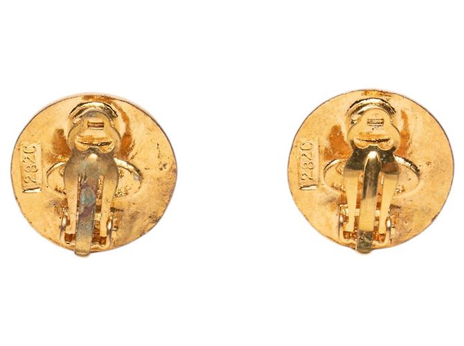 Pendientes de clip redondos chapados en oro Chanel Gold CC - vista 2