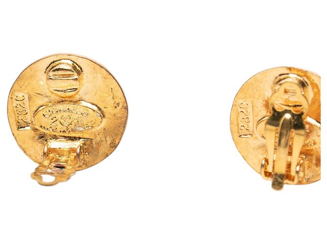 Pendientes de clip redondos chapados en oro Chanel Gold CC - vista 3