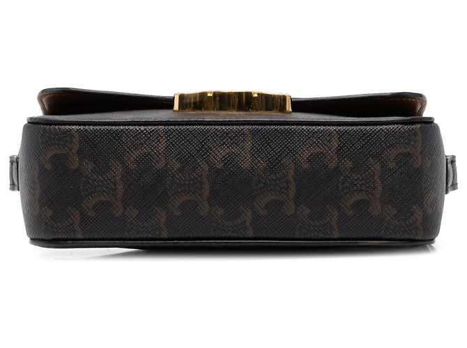 Céline Celine Brown Teen Triomphe Coated Canvas Triomphe Crossbody - vista 3