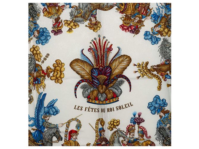 Pañuelo de seda Hermès White Les Fetes du Roi Soleil 90 - vista 2