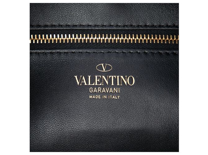 Borsa Hobo Valentino in pelle di vitello nera con borchie e zip - vista 5