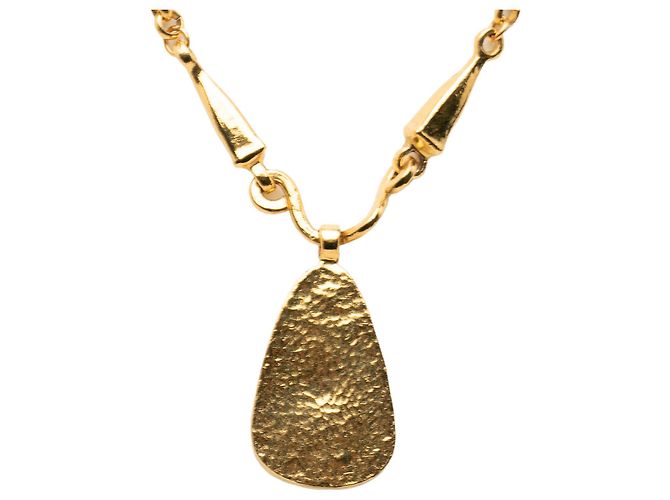 Collana con pendente Chanel Gold CC logo a goccia placcato oro - vista 2