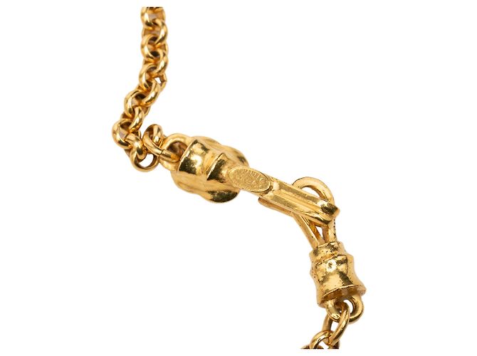 Collana con pendente Chanel Gold CC logo a goccia placcato oro - vista 4