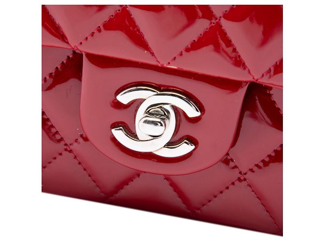Chanel Red Medium Classic Patent Double Flap - vista 5