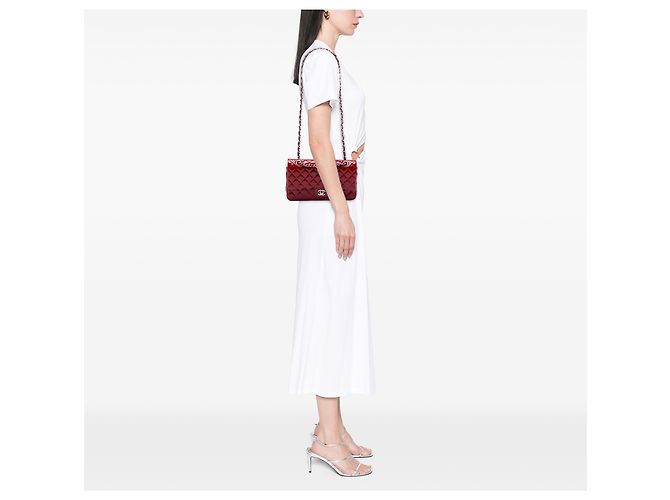Chanel Red Medium Classic Patent Double Flap - vista 6