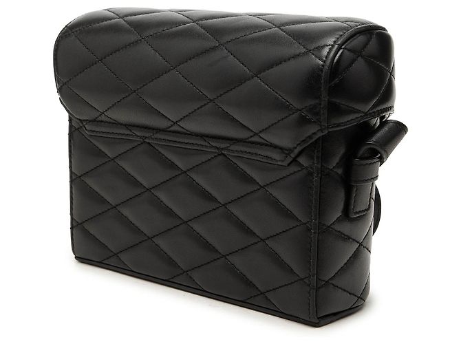 Autre Marque Saint Laurent June Box Bag aus schwarzem gestepptem Lammleder mit Monogramm - Ansicht 2