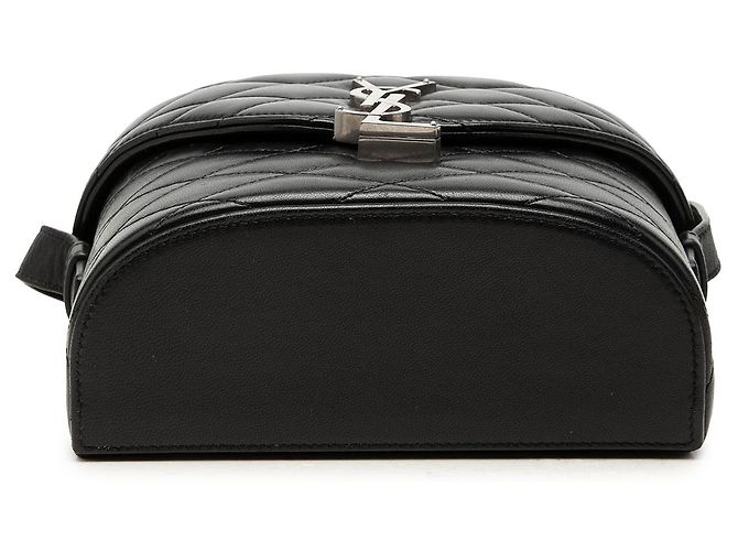 Autre Marque Saint Laurent June Box Bag aus schwarzem gestepptem Lammleder mit Monogramm - Ansicht 3