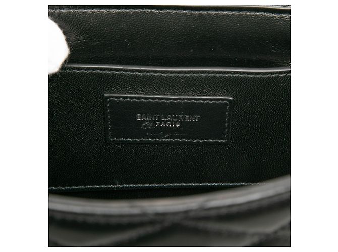 Autre Marque Saint Laurent June Box Bag aus schwarzem gestepptem Lammleder mit Monogramm - Ansicht 5