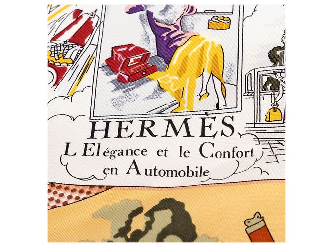 Hermès Brown L Elegance et le Confort en Automobile Silk Scarf 90 - vista 2