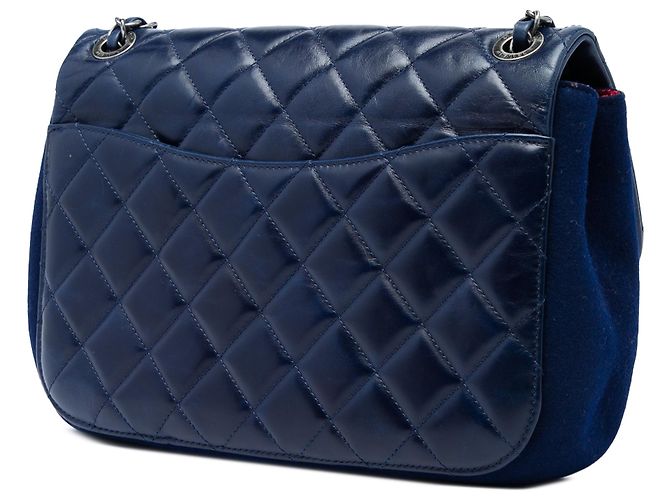Bolsa Tiracolo Chanel Blue CC em pele de cordeiro acolchoada e lã - vista 2
