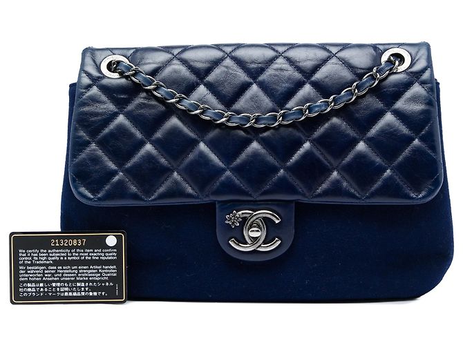 Bolsa Tiracolo Chanel Blue CC em pele de cordeiro acolchoada e lã - vista 6