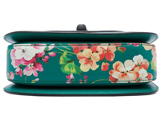 Bamboo Bolso Gucci Blooms de piel de becerro verde con asa de bambú Medium - vista 3