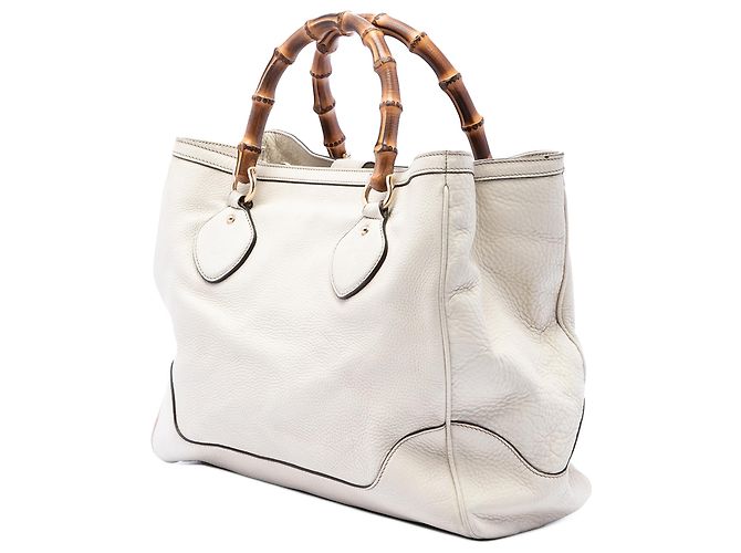 Borsa Tote Gucci Diana in vitello bianco con bambù - vista 2