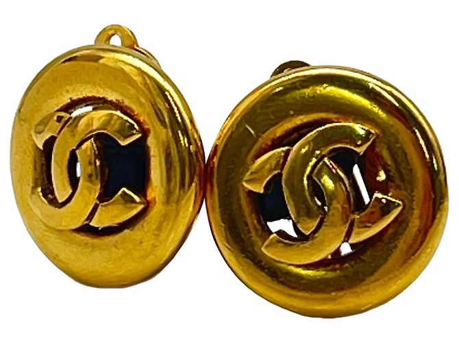 Orecchini a clip rotondi Chanel Gold CC placcati in oro - vista 10