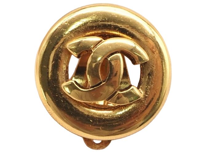 Orecchini a clip rotondi Chanel Gold CC placcati in oro - vista 3