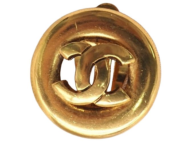 Orecchini a clip rotondi Chanel Gold CC placcati in oro - vista 4
