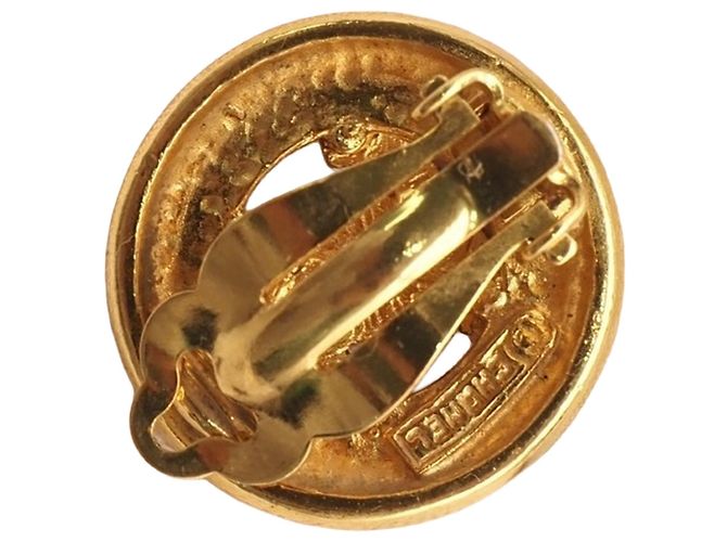 Orecchini a clip rotondi Chanel Gold CC placcati in oro - vista 6