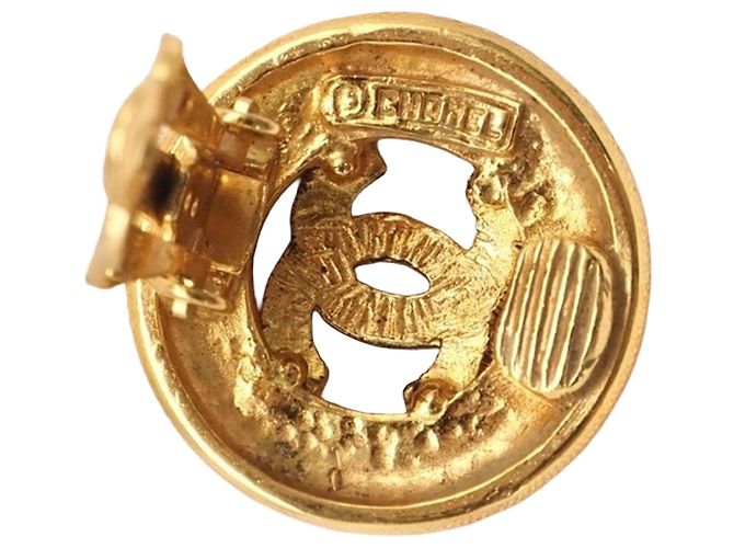 Orecchini a clip rotondi Chanel Gold CC placcati in oro - vista 7