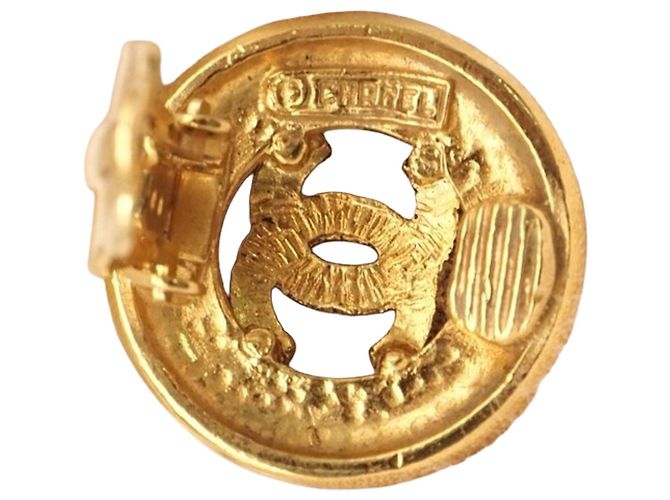 Orecchini a clip rotondi Chanel Gold CC placcati in oro - vista 9