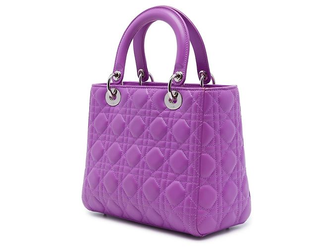 Dior Purple Medium Lambskin Cannage Lady Dior - vista 2