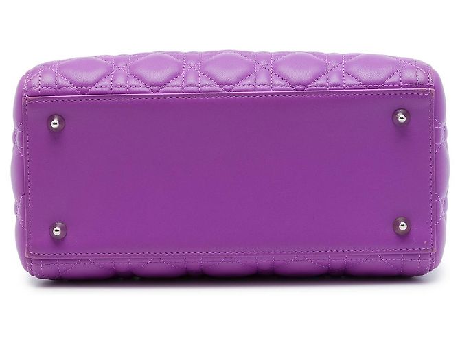 Dior Purple Medium Lambskin Cannage Lady Dior - vista 3
