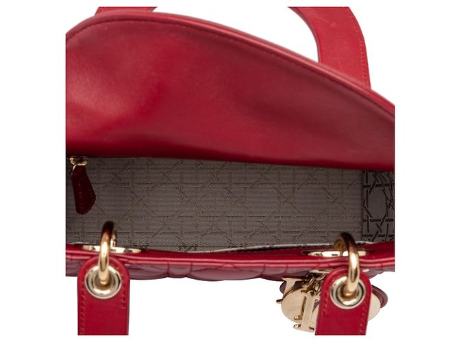 Dior Red Small Lambskin Cannage MyABCDior Lady Dior - vista 4