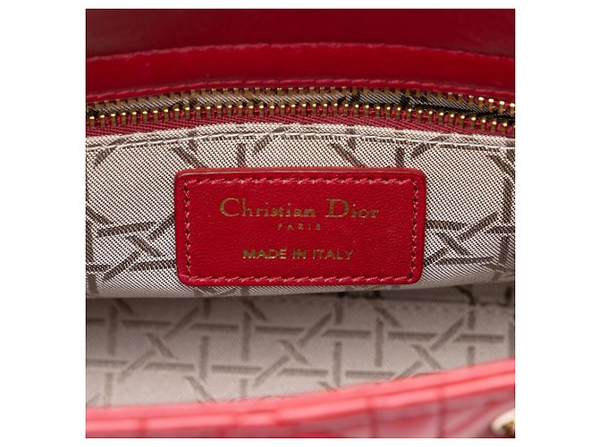Dior Red Small Lambskin Cannage MyABCDior Lady Dior - vista 5