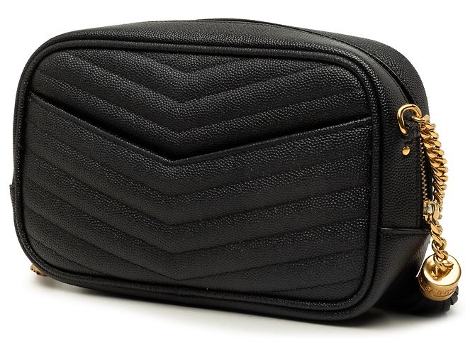 Autre Marque Borsa Lou Camera Saint Laurent nera in pelle Grain de Poudre con monogramma chevron mini - vista 2