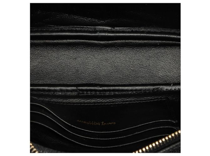 Autre Marque Borsa Lou Camera Saint Laurent nera in pelle Grain de Poudre con monogramma chevron mini - vista 4