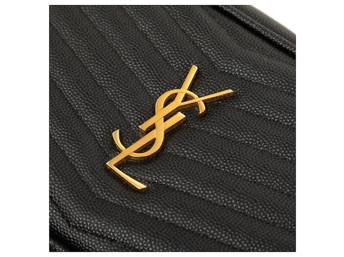 Autre Marque Borsa Lou Camera Saint Laurent nera in pelle Grain de Poudre con monogramma chevron mini - vista 6