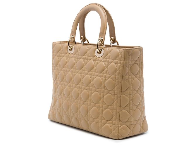 Dior Beige Large Lambskin Cannage Lady Dior - vista 2