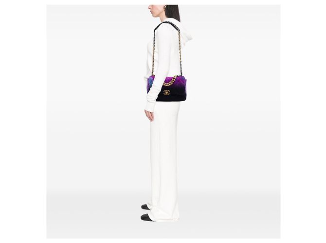 Chanel Purple Large Tweed Ombre 19 Flap - vista 6