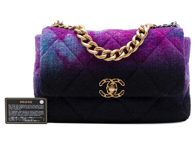 Chanel Purple Large Tweed Ombre 19 Flap - vista 7