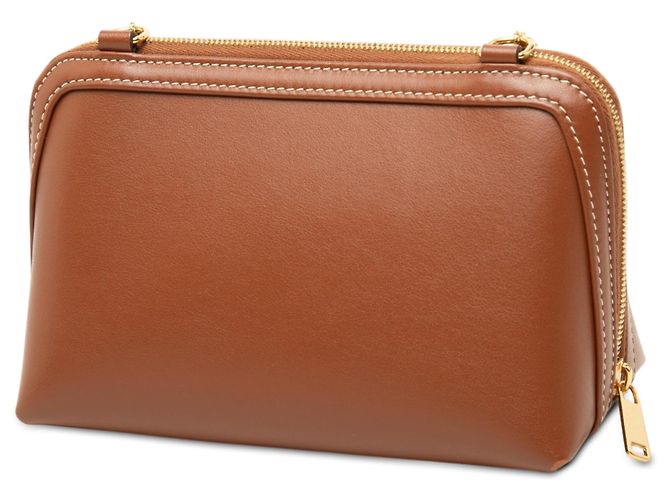 Céline Celine Cuir Triomphe Clutch mit Kette aus glattem braunem Kalbsleder - Ansicht 2