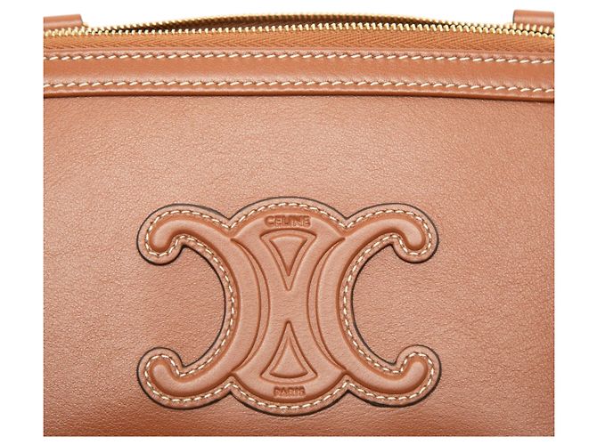 Céline Celine Cuir Triomphe Clutch mit Kette aus glattem braunem Kalbsleder - Ansicht 5