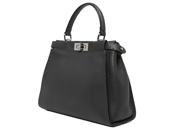 Borsa Fendi Selleria Peekaboo Iconic Media in pelle nera - vista 2